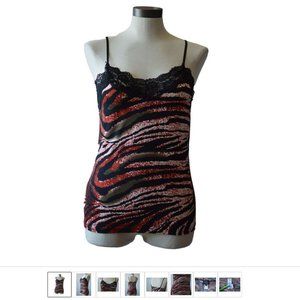 NWD (New Woman Design) Women sz STank Suit Tops Suit Spaghetti Strap Animal Prin